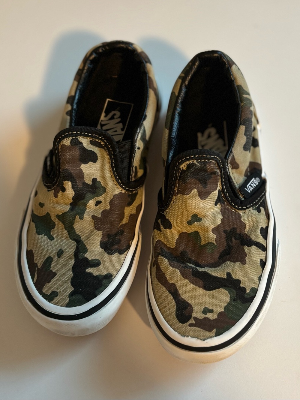 Vans Classic Kids Slip On Sneaker Green Camo Size 12 Boys